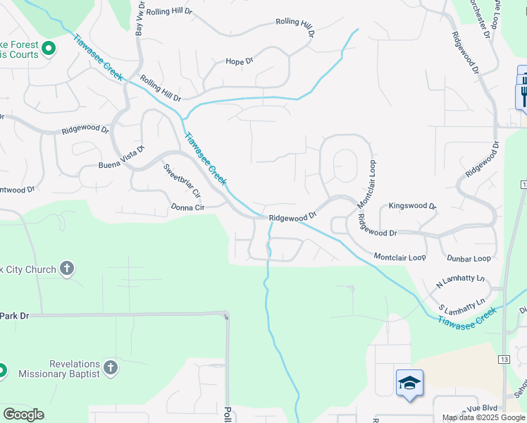 map of restaurants, bars, coffee shops, grocery stores, and more near Avon Court in Daphne
