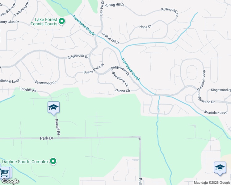 map of restaurants, bars, coffee shops, grocery stores, and more near 101 Ashton Drive in Daphne