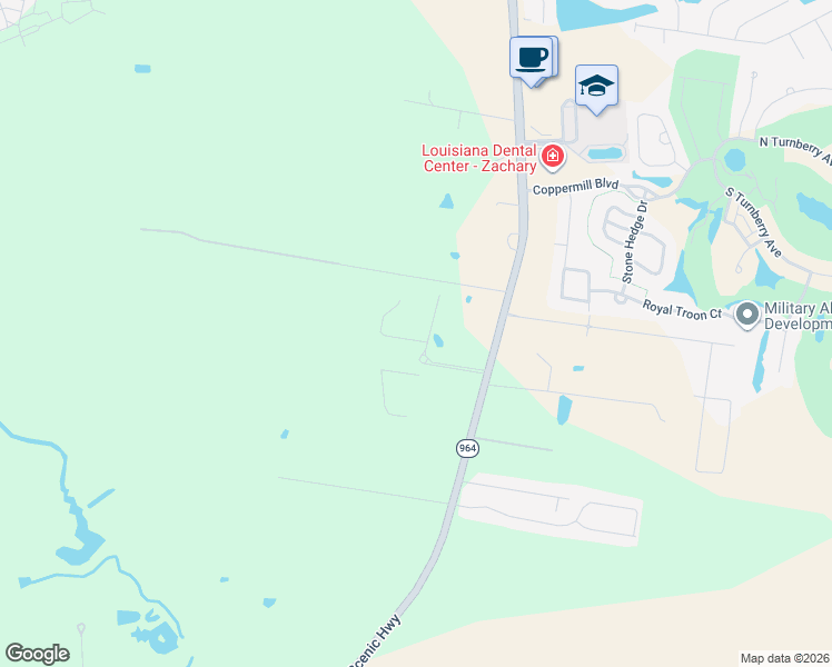 map of restaurants, bars, coffee shops, grocery stores, and more near 463 Zimmerman Road in Zachary