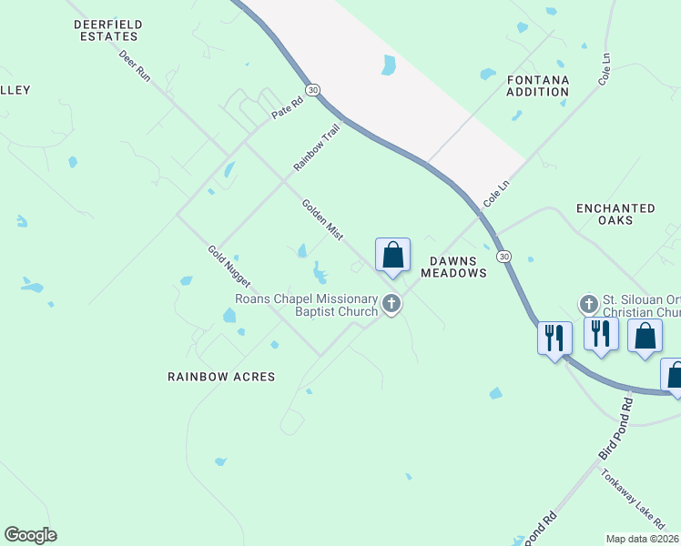 map of restaurants, bars, coffee shops, grocery stores, and more near 11650 Golden Mist in College Station