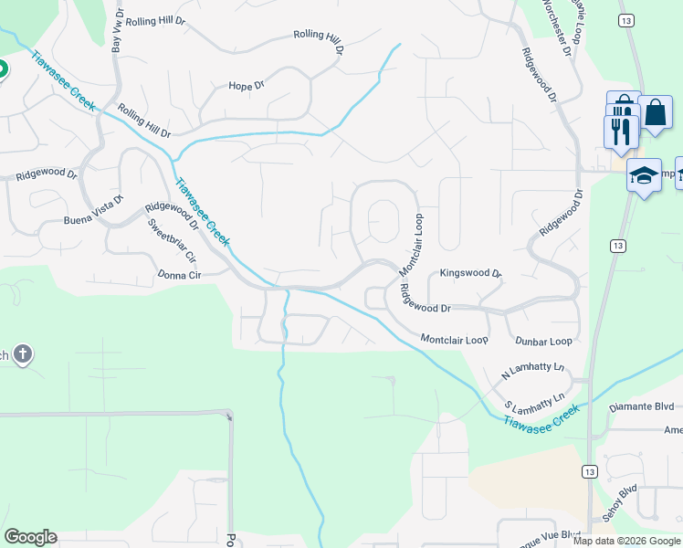 map of restaurants, bars, coffee shops, grocery stores, and more near 327 Ridgewood Drive in Daphne
