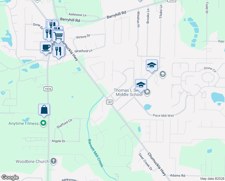 map of restaurants, bars, coffee shops, grocery stores, and more near Laurel Lee in Milton