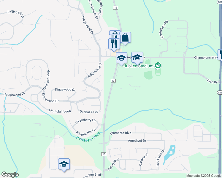 map of restaurants, bars, coffee shops, grocery stores, and more near 9000 Krystal Ridge Court in Daphne