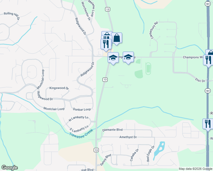 map of restaurants, bars, coffee shops, grocery stores, and more near 9042 Krystal Ridge Court in Daphne