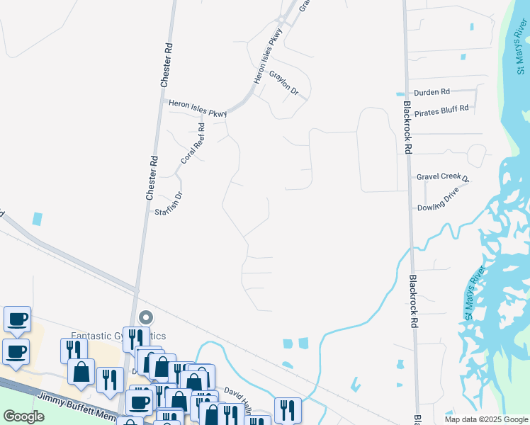 map of restaurants, bars, coffee shops, grocery stores, and more near 96133 Stoney Glen Court in Yulee