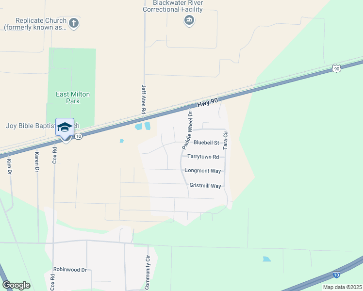 map of restaurants, bars, coffee shops, grocery stores, and more near 5615 Paddle Wheel Drive in Milton