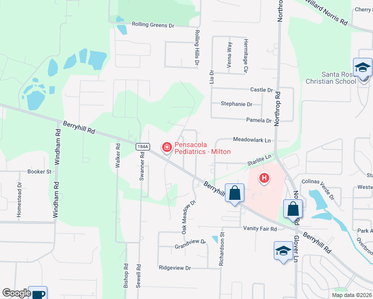 map of restaurants, bars, coffee shops, grocery stores, and more near 5560 Debbie Drive in Milton
