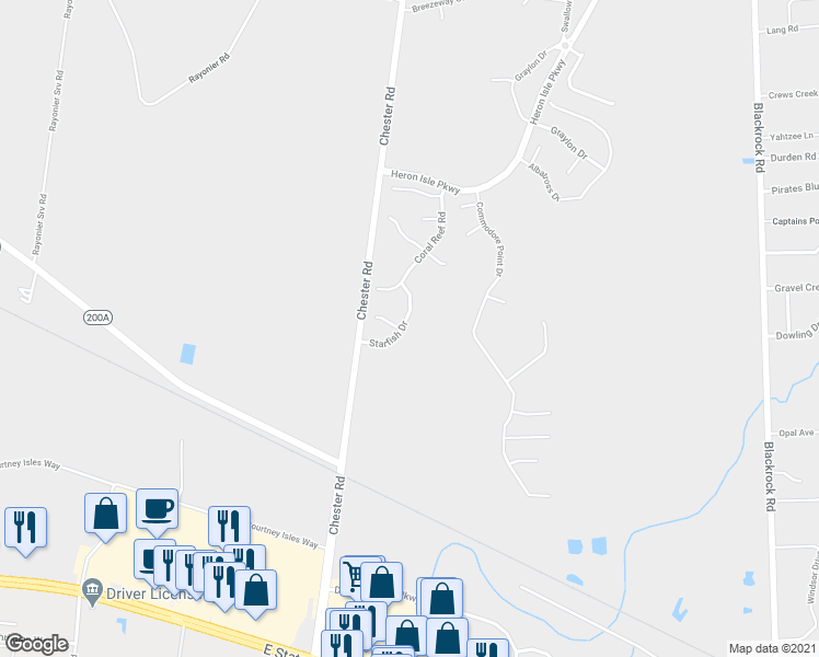 map of restaurants, bars, coffee shops, grocery stores, and more near 96436 Starfish Drive in Yulee