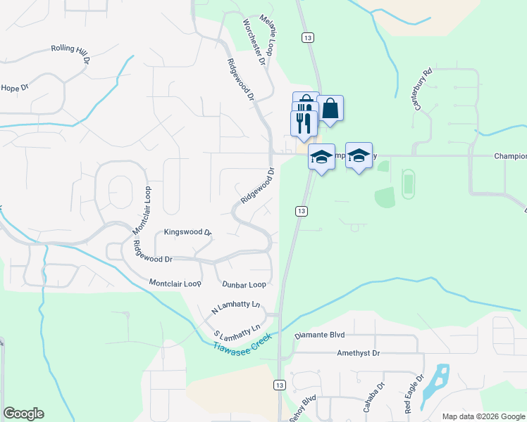 map of restaurants, bars, coffee shops, grocery stores, and more near 100 Grove Circle in Daphne