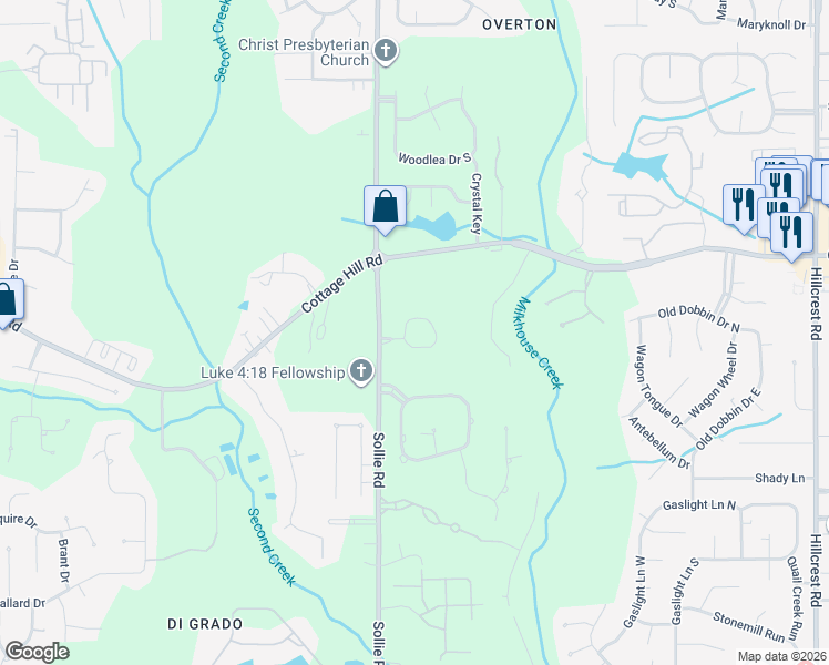 map of restaurants, bars, coffee shops, grocery stores, and more near 2525 Colonnade Drive West in Mobile