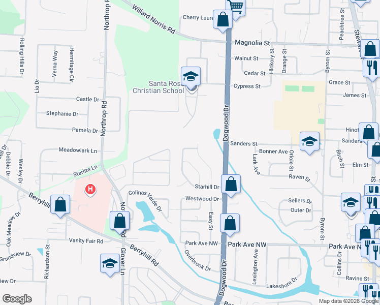 map of restaurants, bars, coffee shops, grocery stores, and more near 6240 Starhill Drive in Milton