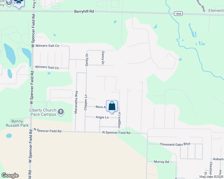 map of restaurants, bars, coffee shops, grocery stores, and more near 5549 Joggers Lane in Pace