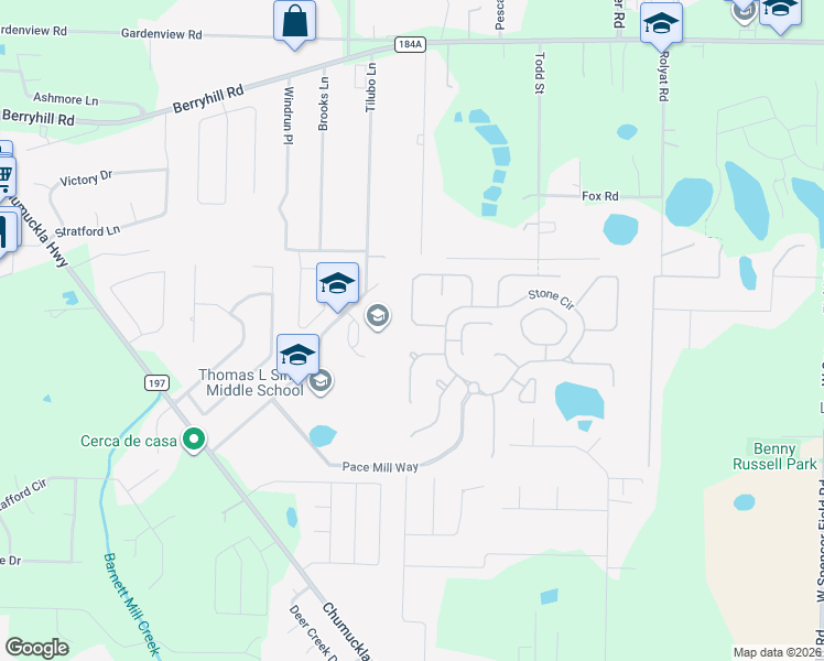 map of restaurants, bars, coffee shops, grocery stores, and more near 5529 Cane Syrup Circle in Pace