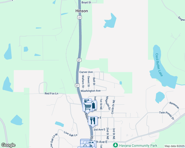 map of restaurants, bars, coffee shops, grocery stores, and more near 149 Sweet Street in Havana