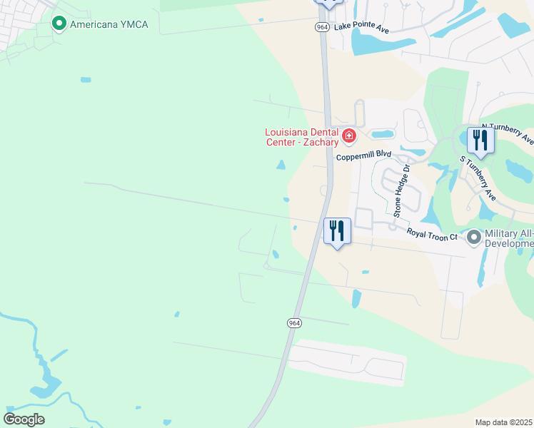 map of restaurants, bars, coffee shops, grocery stores, and more near 463 Zimmerman Road in Zachary