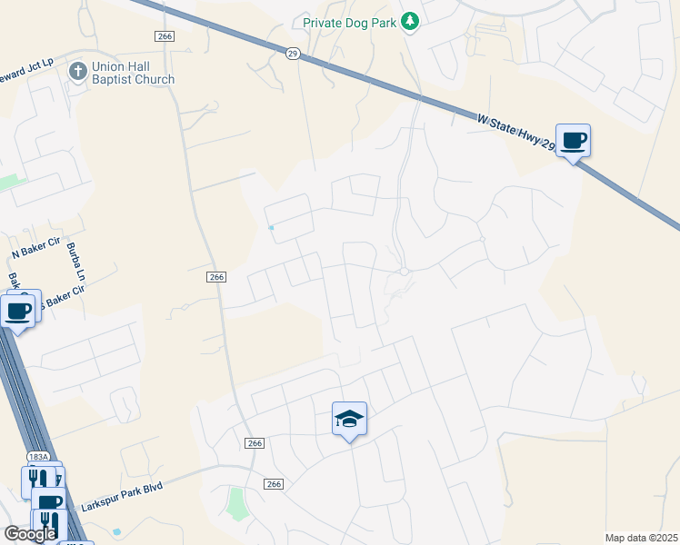 map of restaurants, bars, coffee shops, grocery stores, and more near 245 Wild Sage Lane in Liberty Hill