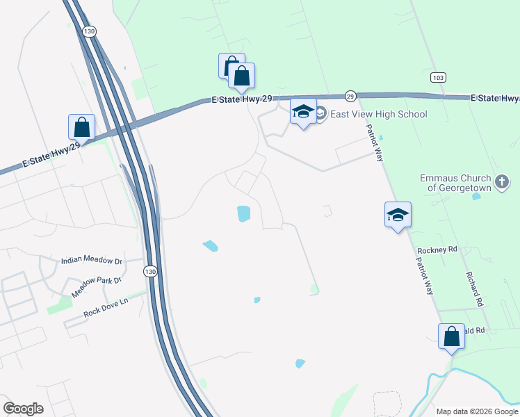 map of restaurants, bars, coffee shops, grocery stores, and more near 4250 East University Avenue in Georgetown