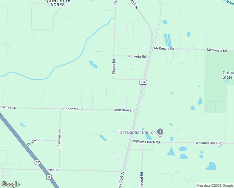 map of restaurants, bars, coffee shops, grocery stores, and more near 160 Cedartree Lane in Cantonment