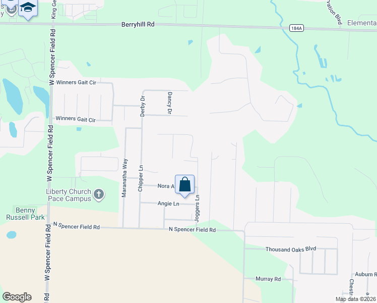 map of restaurants, bars, coffee shops, grocery stores, and more near 5549 Joggers Lane in Pace