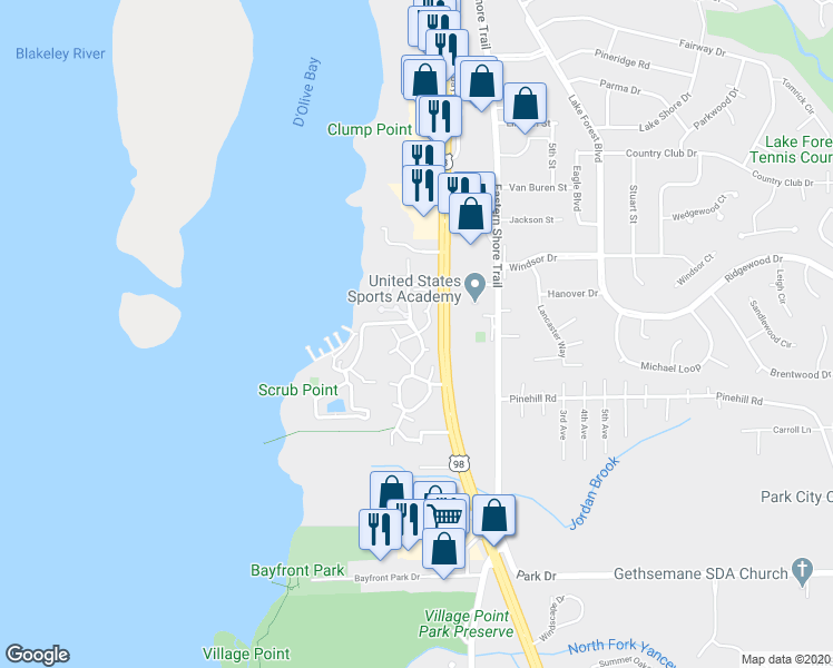 map of restaurants, bars, coffee shops, grocery stores, and more near 1015 Sea Cliff Drive North in Daphne