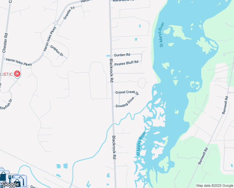 map of restaurants, bars, coffee shops, grocery stores, and more near 96095 Sail Wind Way in Yulee