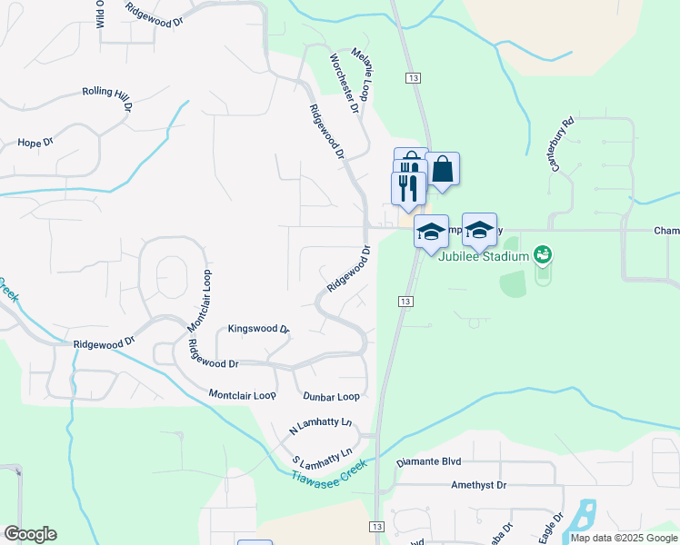 map of restaurants, bars, coffee shops, grocery stores, and more near 459 Ridgewood Drive in Daphne