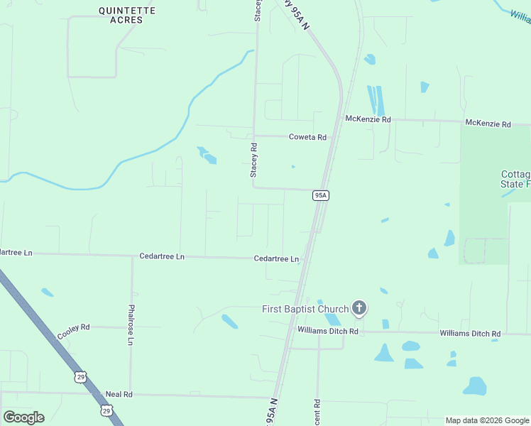 map of restaurants, bars, coffee shops, grocery stores, and more near 160 Cedartree Lane in Cantonment