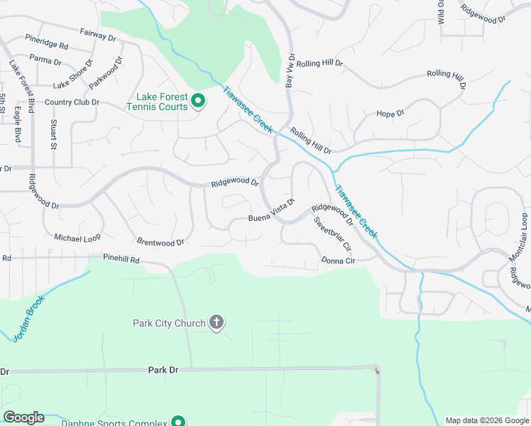 map of restaurants, bars, coffee shops, grocery stores, and more near 220 Ridgewood Drive in Daphne