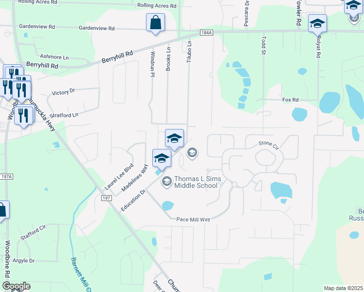 map of restaurants, bars, coffee shops, grocery stores, and more near 5559 Education Drive in Milton