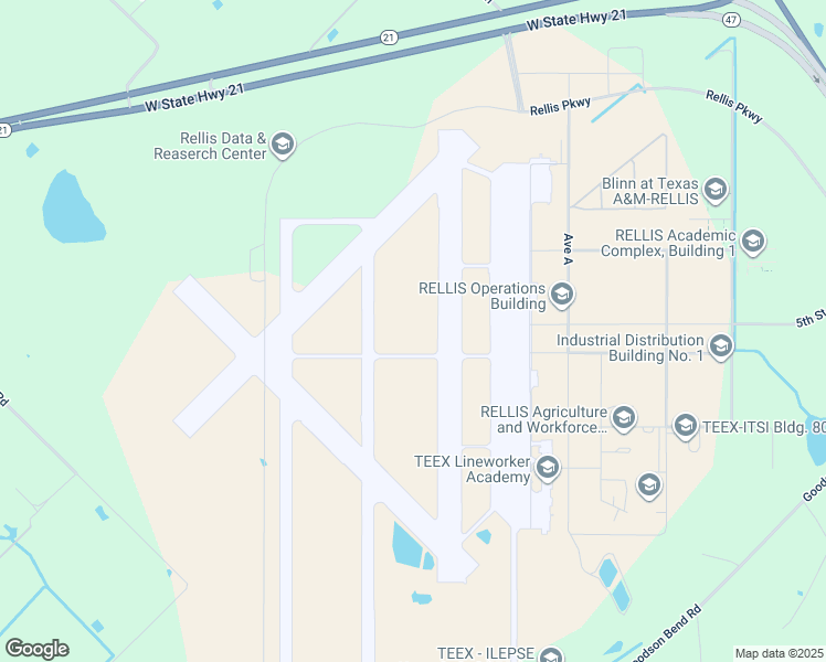 map of restaurants, bars, coffee shops, grocery stores, and more near Highway 47 in Bryan
