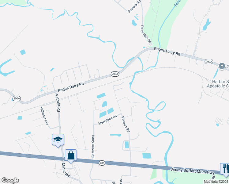 map of restaurants, bars, coffee shops, grocery stores, and more near 86634 Peeples Road in Yulee