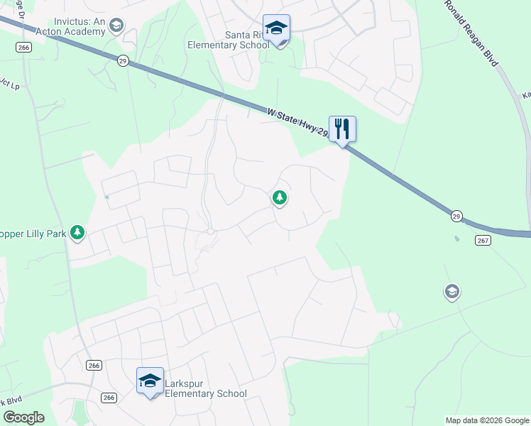 map of restaurants, bars, coffee shops, grocery stores, and more near 236 Orchard Park Drive in Liberty Hill