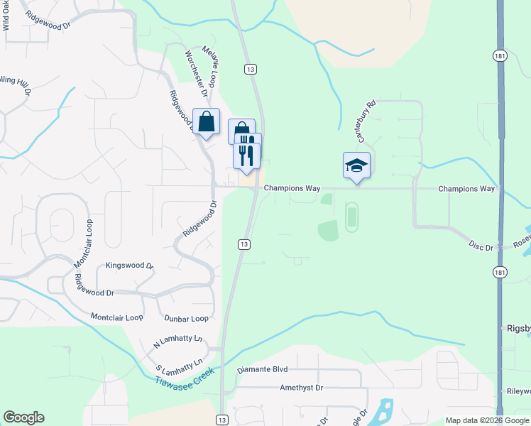 map of restaurants, bars, coffee shops, grocery stores, and more near 9078 Lawson Road in Daphne