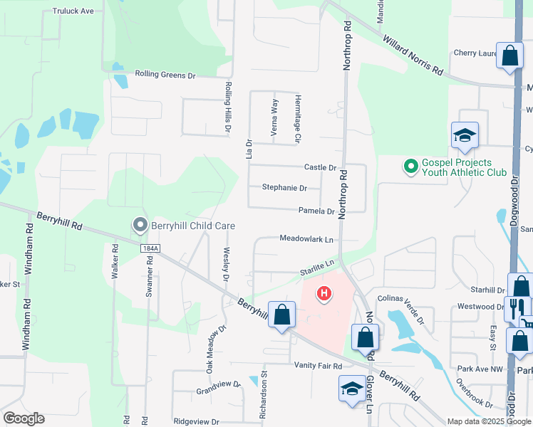 map of restaurants, bars, coffee shops, grocery stores, and more near 5909 Pamela Drive in Milton