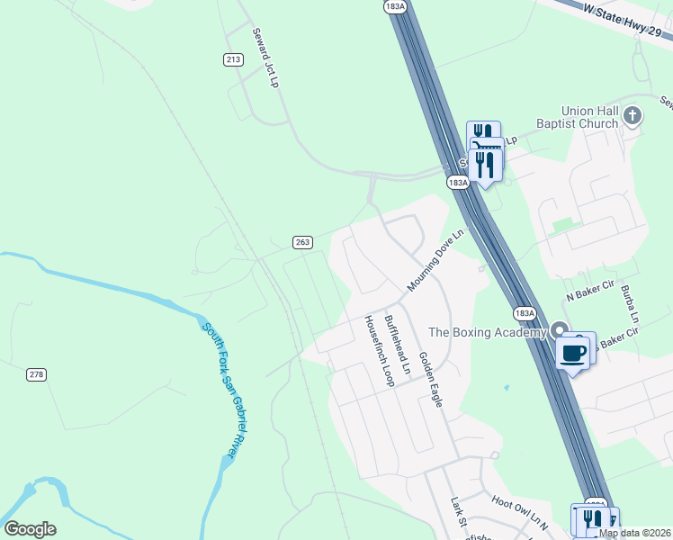 map of restaurants, bars, coffee shops, grocery stores, and more near 173 Eagle Owl Loop in Leander