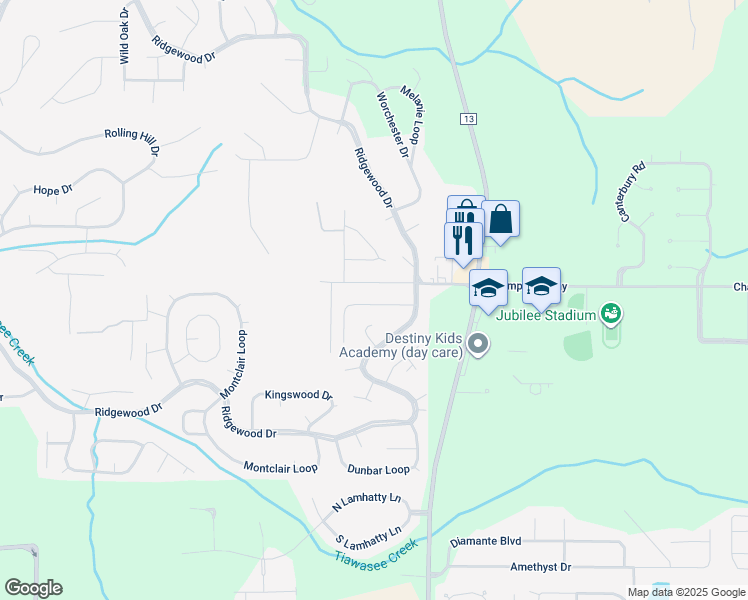 map of restaurants, bars, coffee shops, grocery stores, and more near 112 Cherryhill Drive in Daphne