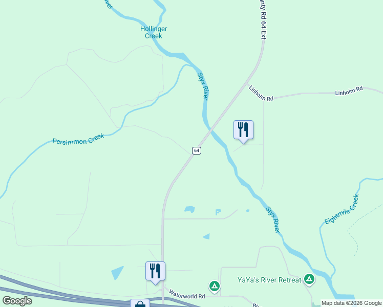 map of restaurants, bars, coffee shops, grocery stores, and more near 28441 64 Extension in Robertsdale