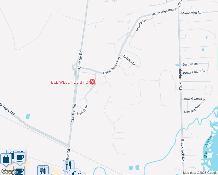 map of restaurants, bars, coffee shops, grocery stores, and more near 96688 Commodore Point Drive in Yulee