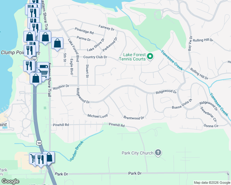 map of restaurants, bars, coffee shops, grocery stores, and more near 149 Ridgewood Drive in Daphne