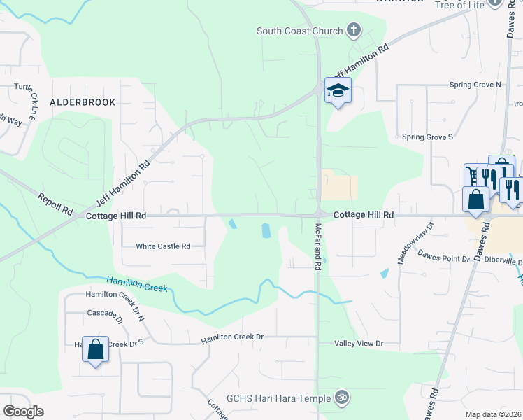 map of restaurants, bars, coffee shops, grocery stores, and more near 2445 Talking Leaves Court in Mobile