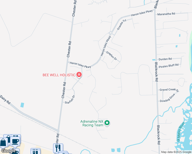 map of restaurants, bars, coffee shops, grocery stores, and more near 96684 Commodore Point Drive in Yulee