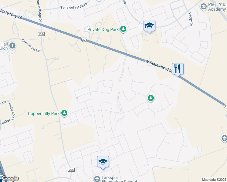 map of restaurants, bars, coffee shops, grocery stores, and more near 420 Red Buckeye Loop in Liberty Hill