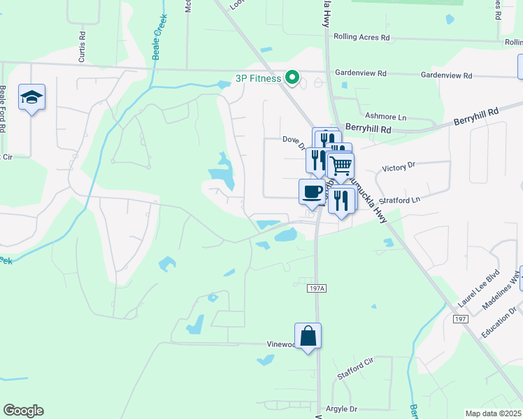 map of restaurants, bars, coffee shops, grocery stores, and more near 3308 Village Green Drive in Milton
