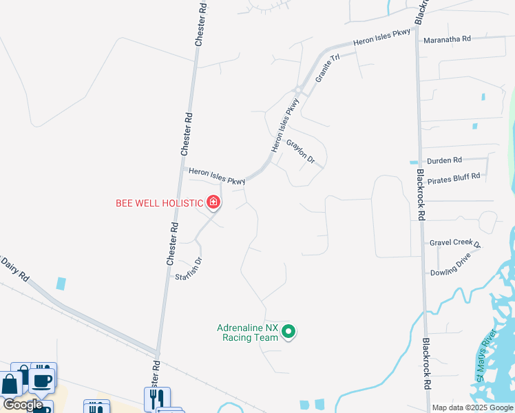 map of restaurants, bars, coffee shops, grocery stores, and more near 96688 Commodore Point Drive in Yulee