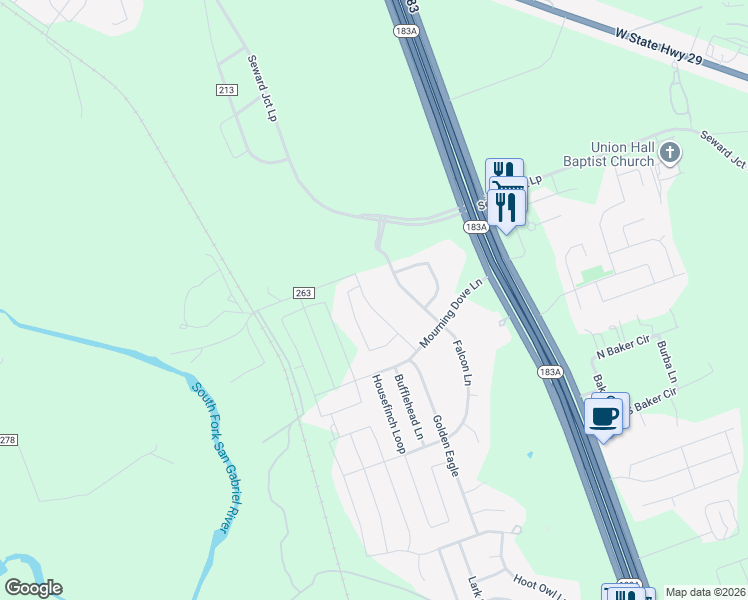 map of restaurants, bars, coffee shops, grocery stores, and more near 248 Chickadee Lane in Leander