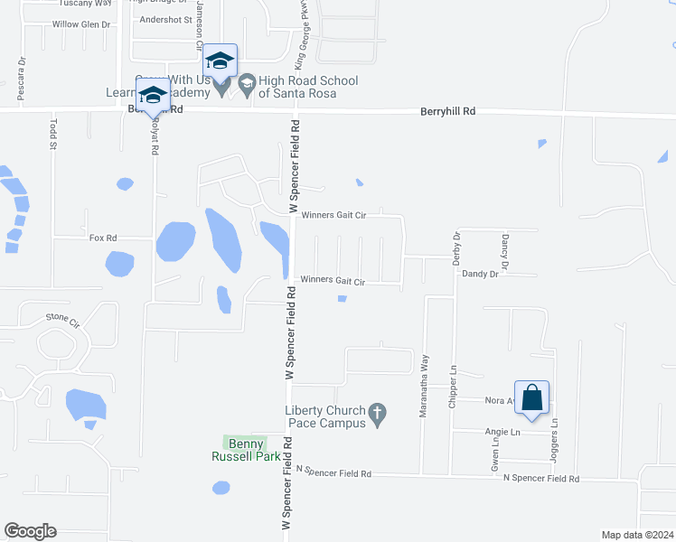 map of restaurants, bars, coffee shops, grocery stores, and more near 5621 Thistledown Court in Milton