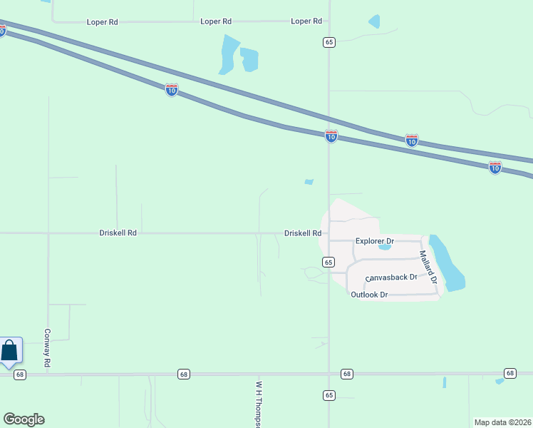 map of restaurants, bars, coffee shops, grocery stores, and more near 18263 Driskell Road in Loxley