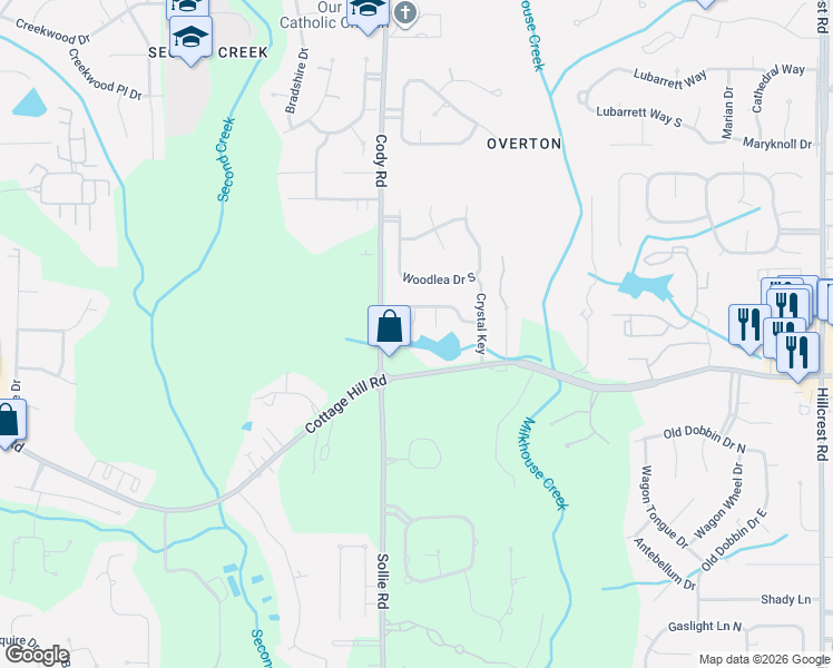 map of restaurants, bars, coffee shops, grocery stores, and more near 2304 Cedar Key in Mobile