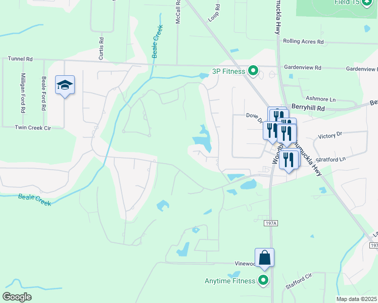 map of restaurants, bars, coffee shops, grocery stores, and more near 3201 Kingsmill Drive in Pace