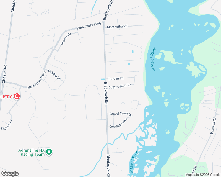 map of restaurants, bars, coffee shops, grocery stores, and more near 96277 Blackrock Road in Yulee
